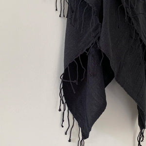 Musta Towel, Black - Hand Woven by Sera Helsinki: Hand Towel  19" x 30" - The Unoriginal Bathroom Co.