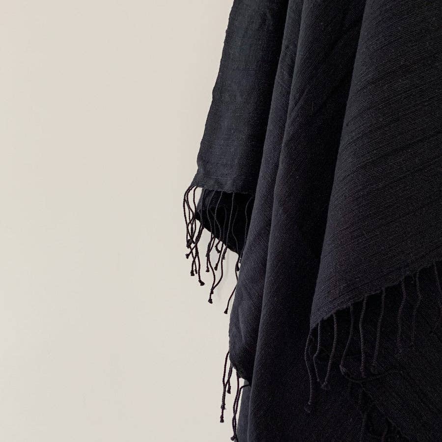 Musta Towel, Black - Hand Woven by Sera Helsinki: Hand Towel  19" x 30" - The Unoriginal Bathroom Co.