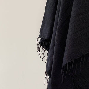 Musta Towel, Black - Hand Woven by Sera Helsinki: Hand Towel  19" x 30" - The Unoriginal Bathroom Co.