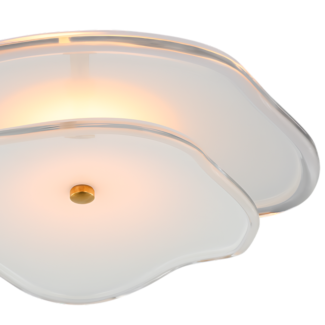 A closeup of an abstract white light fixture.