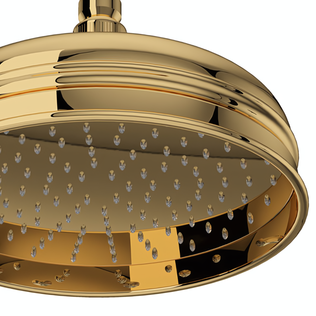 A golden shower head.