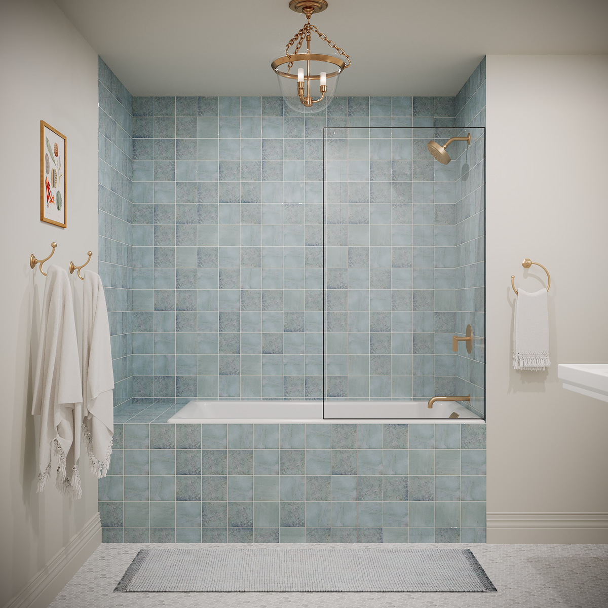 Jasper Collection with drop in shower and tub combination.