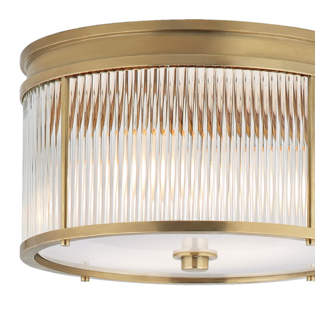 ceiling mount glass and brass light fixture