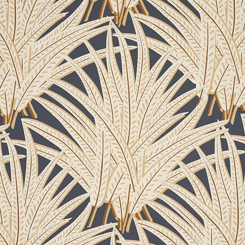 ossington half bathroom wallpaper closeup with feathery fronds