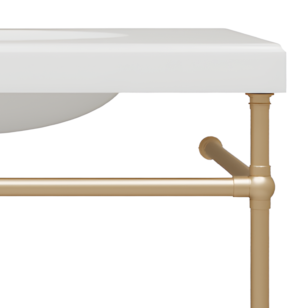 white and brass vanity closeup