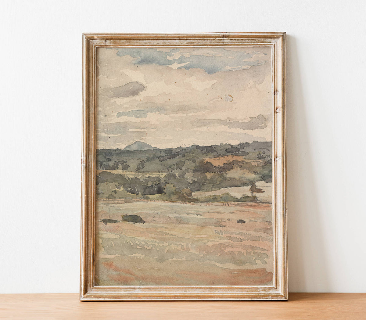 Neutral Vintage Landscape | Muted Watercolor Art Print L112: 5"x7" - The Unoriginal Bathroom Co.