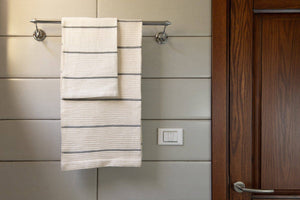 Wari handwoven Ethiopian cotton waffle hand towel: Black - The Unoriginal Bathroom Co.