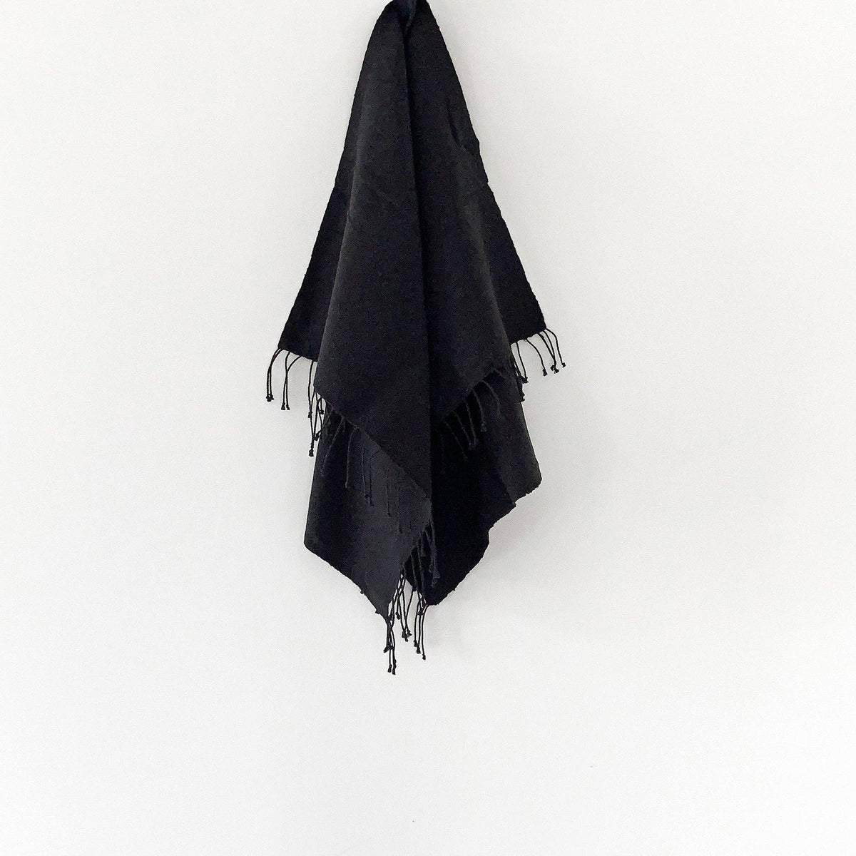 Musta Towel, Black - Hand Woven by Sera Helsinki: Hand Towel  19" x 30" - The Unoriginal Bathroom Co.