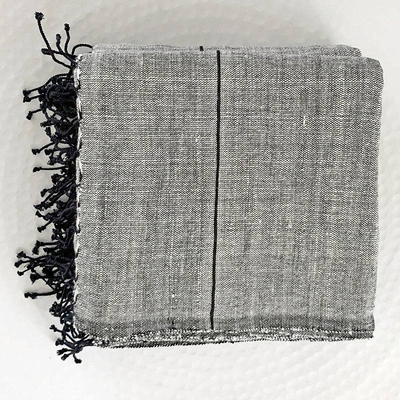 Myrsky Towel, Grey/Black  - Hand Woven by Sera Helsinki: Hand Towel  19&quot; x 30&quot; - The Unoriginal Bathroom Co.