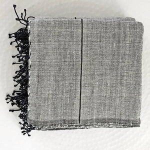 Myrsky Towel, Grey/Black  - Hand Woven by Sera Helsinki: Hand Towel  19" x 30" - The Unoriginal Bathroom Co.