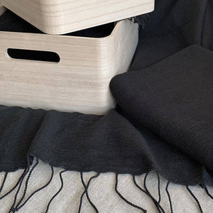 Musta Towel, Black - Hand Woven by Sera Helsinki: Hand Towel  19" x 30" - The Unoriginal Bathroom Co.