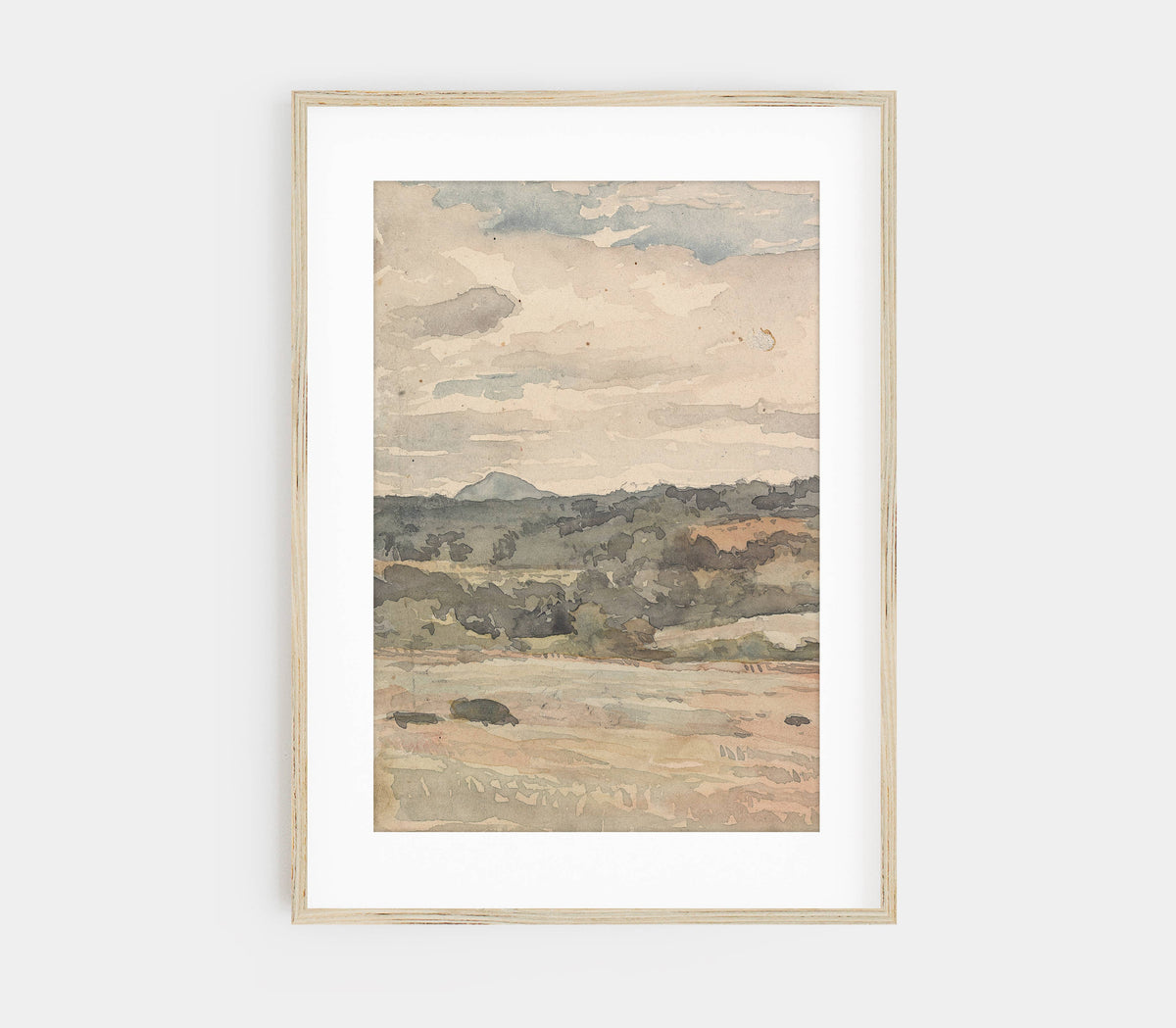 Neutral Vintage Landscape | Muted Watercolor Art Print L112: 5&quot;x7&quot; - The Unoriginal Bathroom Co.