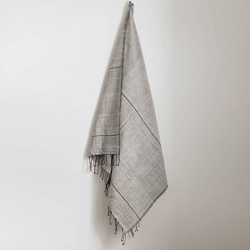 Myrsky Towel, Grey/Black  - Hand Woven by Sera Helsinki: Hand Towel  19&quot; x 30&quot; - The Unoriginal Bathroom Co.