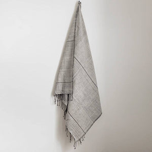 Myrsky Towel, Grey/Black  - Hand Woven by Sera Helsinki: Hand Towel  19" x 30" - The Unoriginal Bathroom Co.