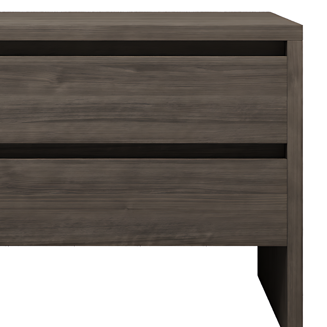 walnut vanity rendering with two drawers