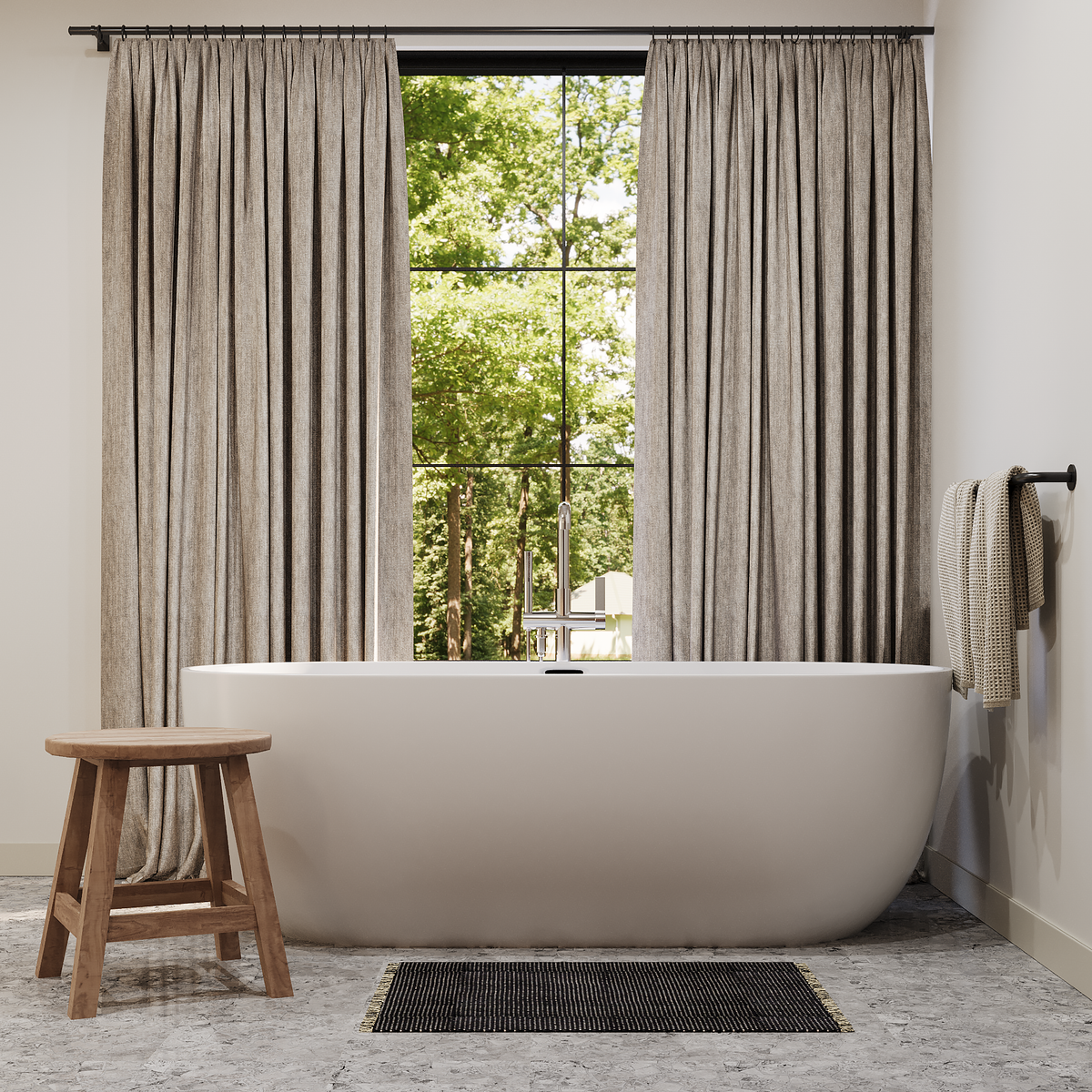 Willow Collection freestanding tub in bathroom setting.