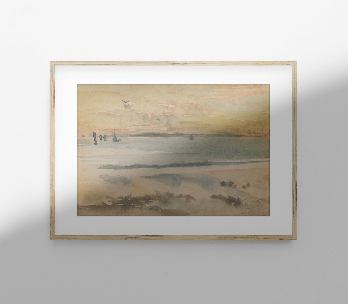 Coastal Watercolor Sunrise Art | Vintage Pastel Print L103: 11&quot;x14&quot; - The Unoriginal Bathroom Co.