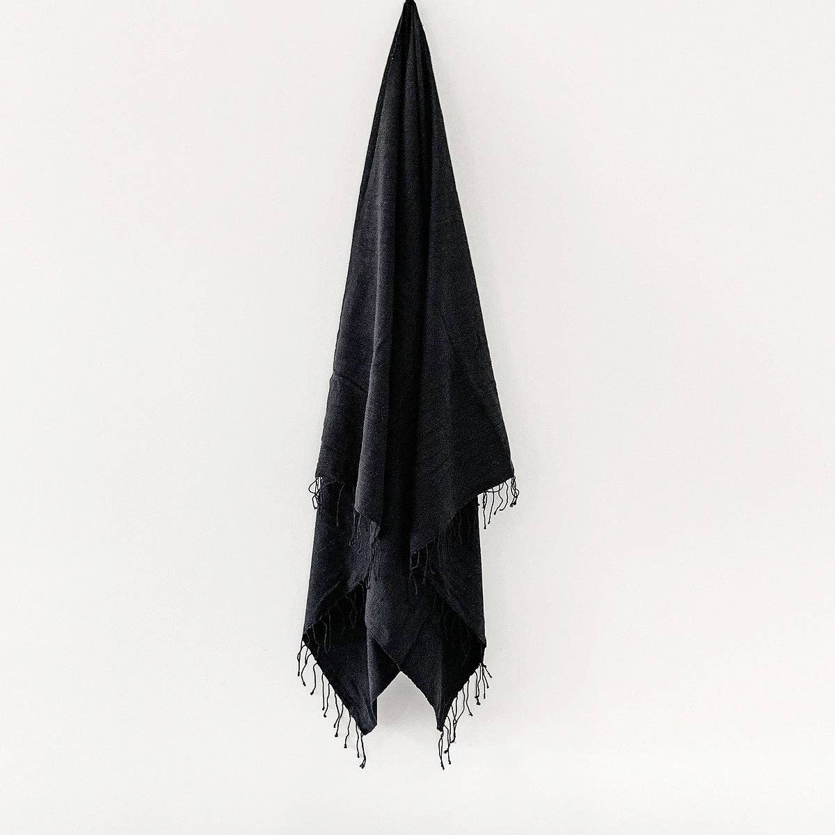 Musta Towel, Black - Hand Woven by Sera Helsinki: Hand Towel  19" x 30" - The Unoriginal Bathroom Co.