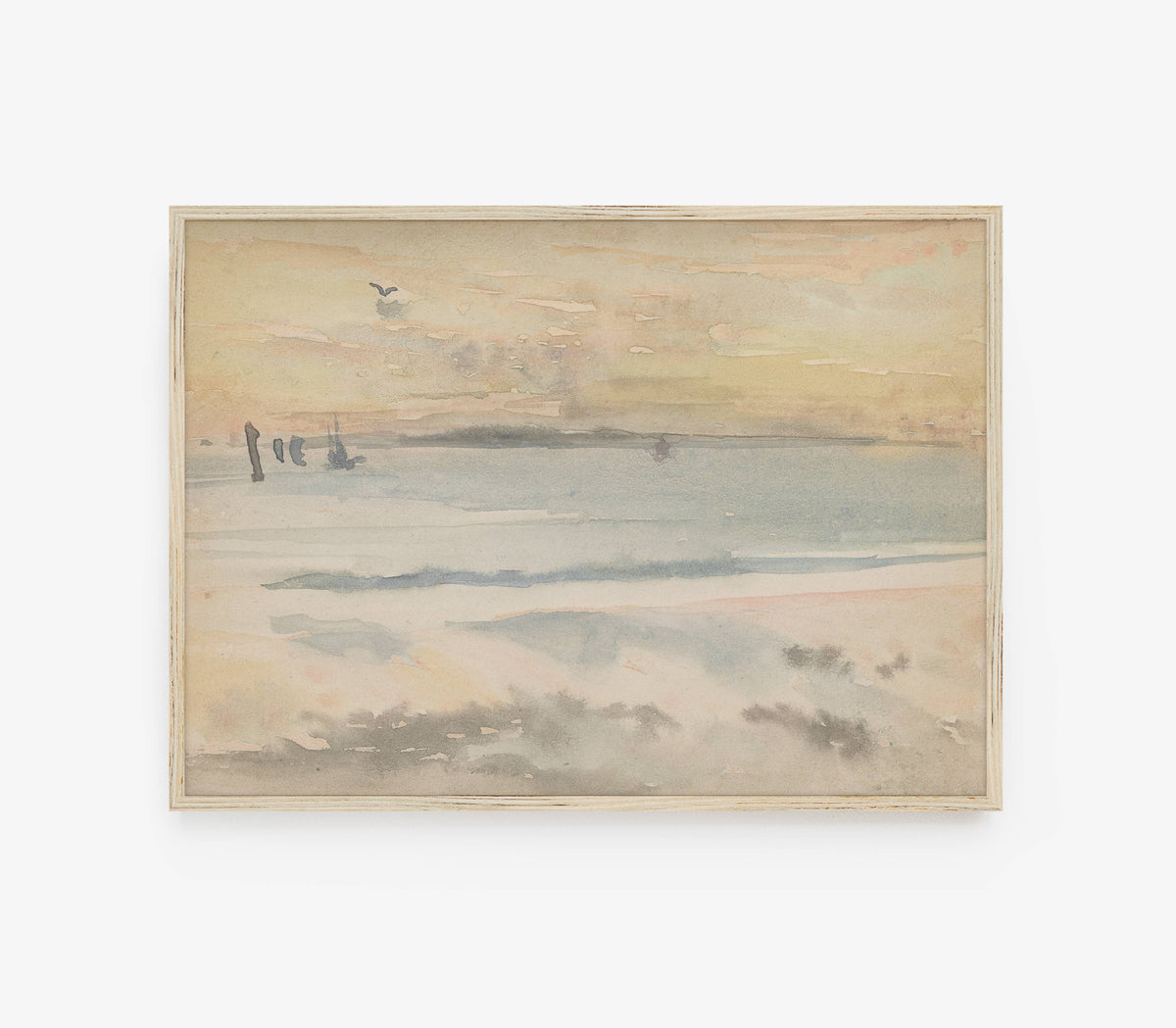 Coastal Watercolor Sunrise Art | Vintage Pastel Print L103: 11&quot;x14&quot; - The Unoriginal Bathroom Co.