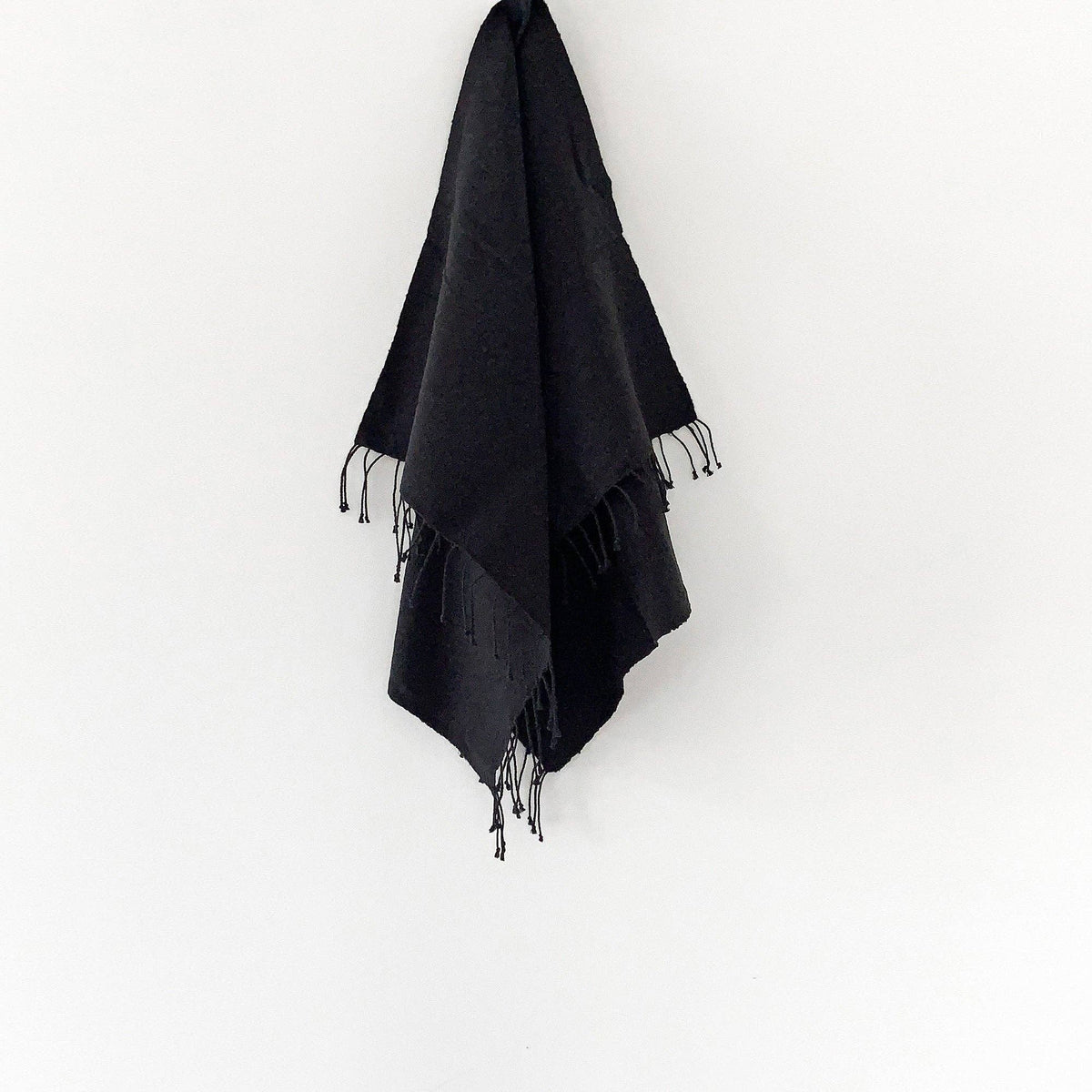 Musta Towel, Black - Hand Woven by Sera Helsinki: Hand Towel  19&quot; x 30&quot; - The Unoriginal Bathroom Co.